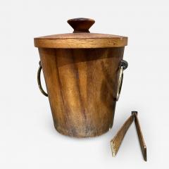 1960s Vintage Teak Wood Brass Ice Bucket Modernist Design Mexico - 3504363