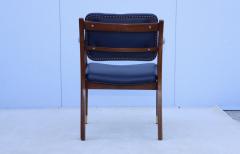 1960s Walnut Armchairs With Blue Leather Upholstery - 4133743