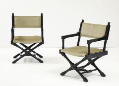 1960s X Base Black Lacquer Director Chairs In Mohair Upholstery  - 4228047