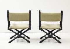 1960s X Base Black Lacquer Director Chairs In Mohair Upholstery  - 4228048