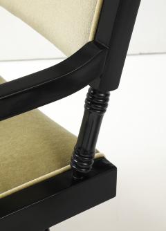 1960s X Base Black Lacquer Director Chairs In Mohair Upholstery  - 4228053
