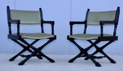 1960s X Base Black Lacquer Director Chairs With Mohair Upholstery - 3573368