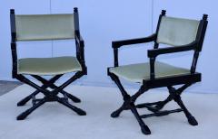 1960s X Base Black Lacquer Director Chairs With Mohair Upholstery - 3573369