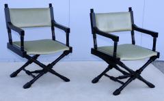 1960s X Base Black Lacquer Director Chairs With Mohair Upholstery - 3573371