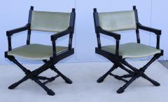 1960s X Base Black Lacquer Director Chairs With Mohair Upholstery - 3573372