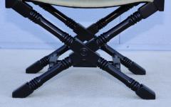 1960s X Base Black Lacquer Director Chairs With Mohair Upholstery - 3573373
