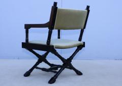 1960s X Base Black Lacquer Director Chairs With Mohair Upholstery - 3573374