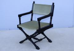 1960s X Base Black Lacquer Director Chairs With Mohair Upholstery - 3573375