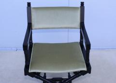 1960s X Base Black Lacquer Director Chairs With Mohair Upholstery - 3573376