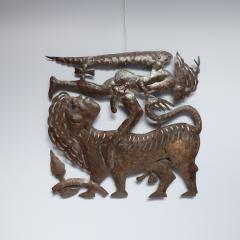 1960s angel and bull cut metal wall hanging - 4316375