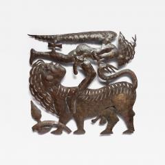 1960s angel and bull cut metal wall hanging - 4319661