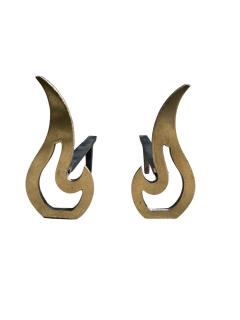 1960s bronze andirons - 4304982