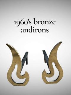 1960s bronze andirons - 4304989