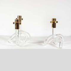 1960s candlestick Pretzel lucite and brass - 4092123