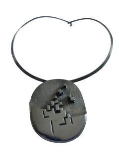 1960s moderniste silver necklace - 4727824