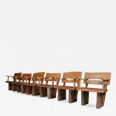 1960s sculptural French Brutalist oakwood armchair - 2975087