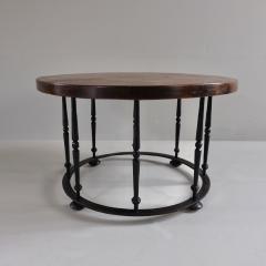 1960s wrought iron and wood side table Spain - 4113306