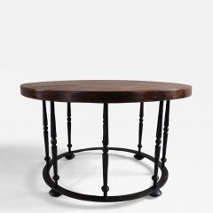 1960s wrought iron and wood side table Spain - 4114987