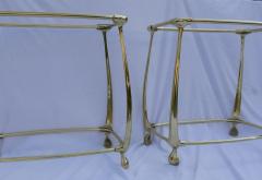 1970 1980 Pair of Gilt Bronze Tables with 2 Levels in the Style of Art Nouveau - 2534176