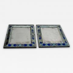 1970 1980 Pair of Louis XIV Style Venice Mirrors with Blue Glass Ornaments - 2337227