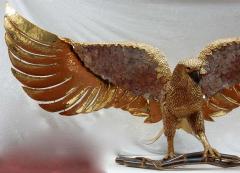 1970 Eagle Lamp with Deployed Wings in Bronze and Purple Mica Signed I Faure - 2323358