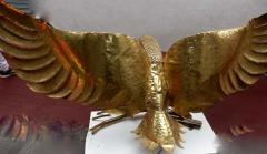 1970 Eagle Lamp with Deployed Wings in Bronze and Purple Mica Signed I Faure - 2323366