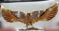 1970 Eagle Lamp with Deployed Wings in Bronze and Purple Mica Signed I Faure - 2323367