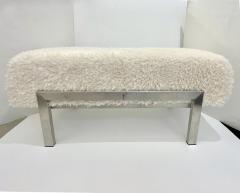 1970 Italian Vintage White Himalayan Faux Fur Steel Bed Stool Bench 2 available - 3743920