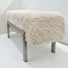 1970 Italian Vintage White Himalayan Faux Fur Steel Bed Stool Bench 2 available - 3743921