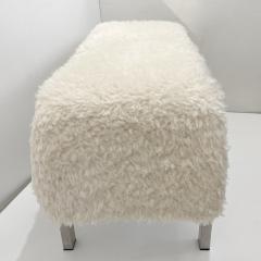 1970 Italian Vintage White Himalayan Faux Fur Steel Bed Stool Bench 2 available - 3743922
