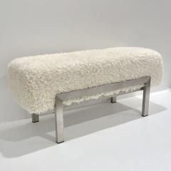 1970 Italian Vintage White Himalayan Faux Fur Steel Bed Stool Bench 2 available - 3743924