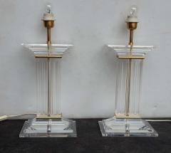 1970 Pair of Lamps in Lucite Columns Deco - 2323304