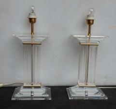 1970 Pair of Lamps in Lucite Columns Deco - 2323307