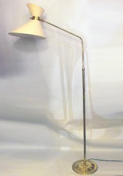 1970 extensible floor lamp in brass with a double diabolo shade - 909737