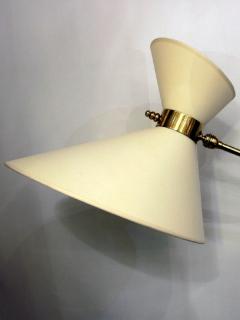 1970 extensible floor lamp in brass with a double diabolo shade - 909739