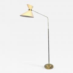 1970 extensible floor lamp in brass with a double diabolo shade - 911114