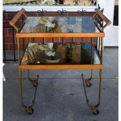 1970 s Italian Walnut Venetian Mirrored Cocktail Cart Dry Bar - 4523595