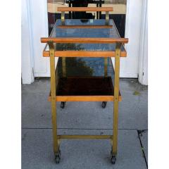 1970 s Italian Walnut Venetian Mirrored Cocktail Cart Dry Bar - 4523598