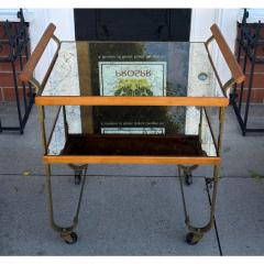 1970 s Italian Walnut Venetian Mirrored Cocktail Cart Dry Bar - 4523607
