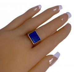 1970s 14kt yellow gold and lapis lazuli Ring - 2253196