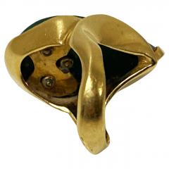 1970s 18ct Malachite Diamond Ring possibly English - 3437334
