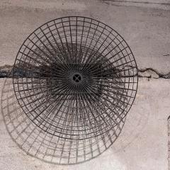 1970s Abstract Grid Round Wall Sculpture Bronze - 3376641