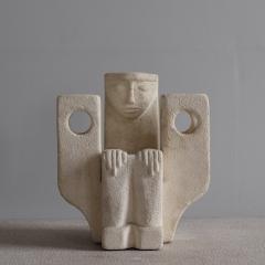 1970s Albert Tomos Carved Stone Lamp France - 4076947
