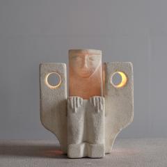 1970s Albert Tomos Carved Stone Lamp France - 4076948