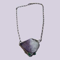 1970s Amethyst and silver brutalist necklace - 4721435
