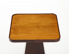 1970s Architectural Walnut Square Side Table - 3191164