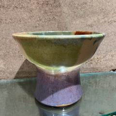 1970s Art Pottery Drip Glazed Pedestal Bowl - 3464541