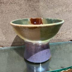 1970s Art Pottery Drip Glazed Pedestal Bowl - 3464544