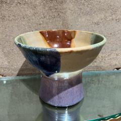 1970s Art Pottery Drip Glazed Pedestal Bowl - 3464545