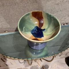1970s Art Pottery Drip Glazed Pedestal Bowl - 3464546